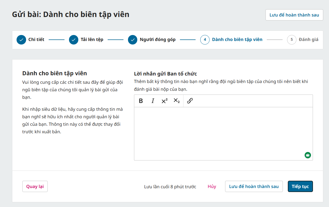 Gửi lời nhắn cho BTC